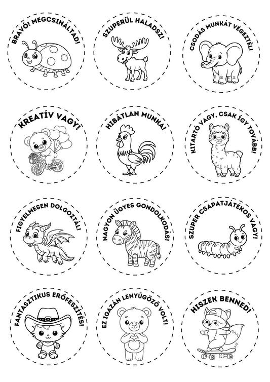 Hungarian Color-Your-Own Reward Tokens for Teachers — Free Printables