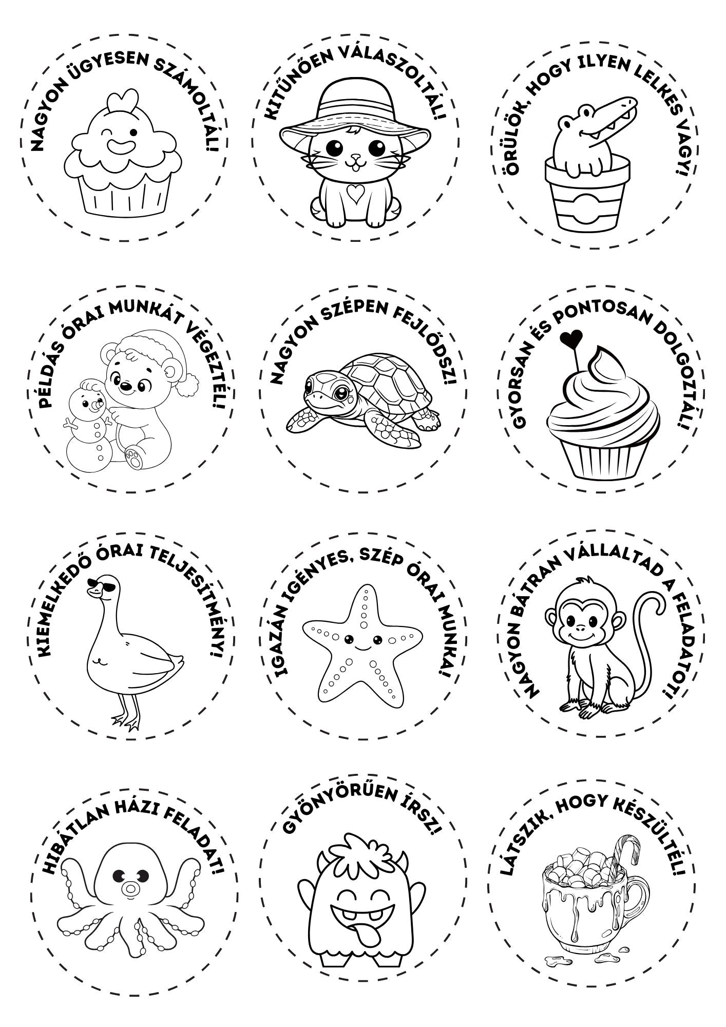 Hungarian Color-Your-Own Reward Tokens for Teachers β Free Printables