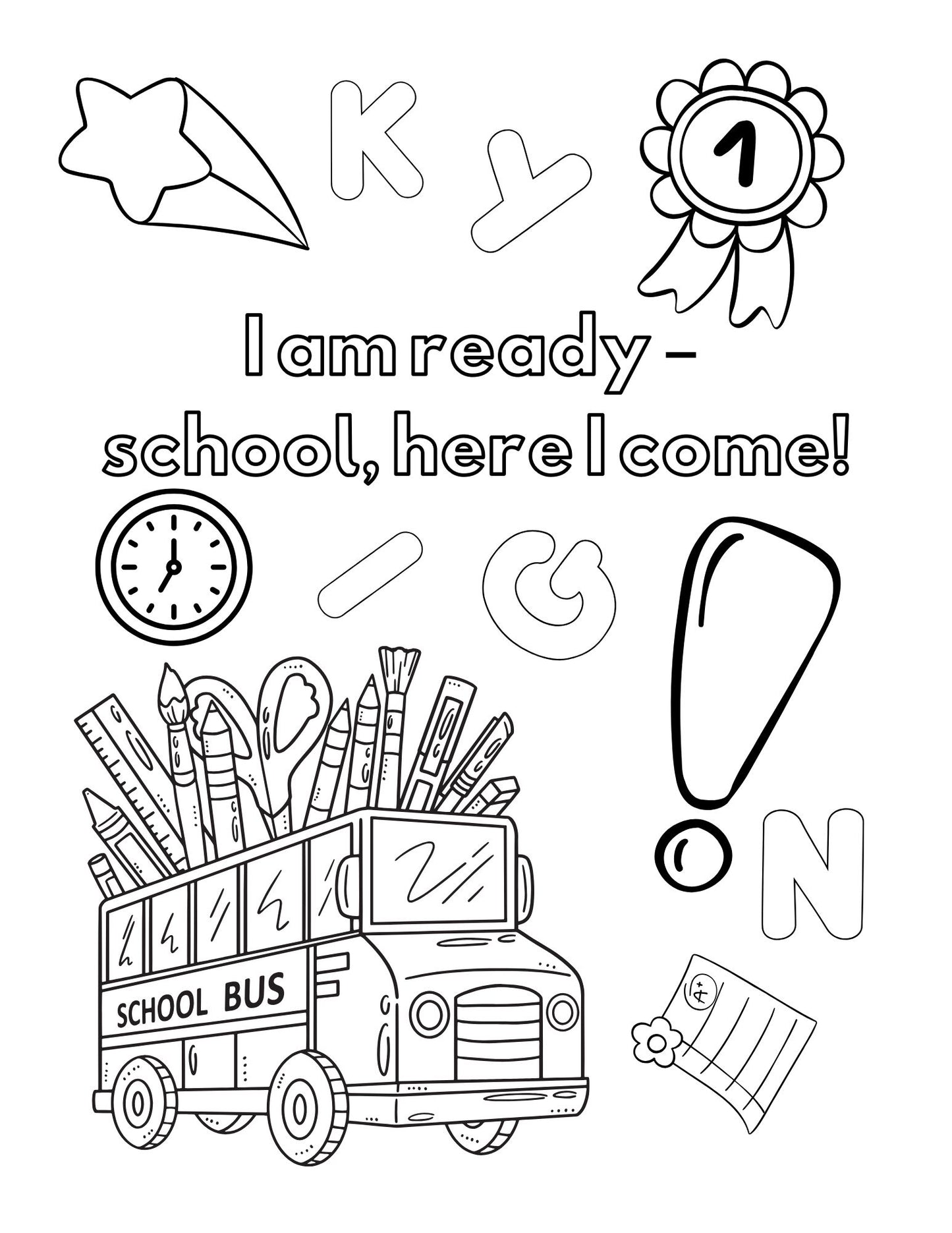 Color Me Ready - My School Day Begins - Printable Coloring Pages