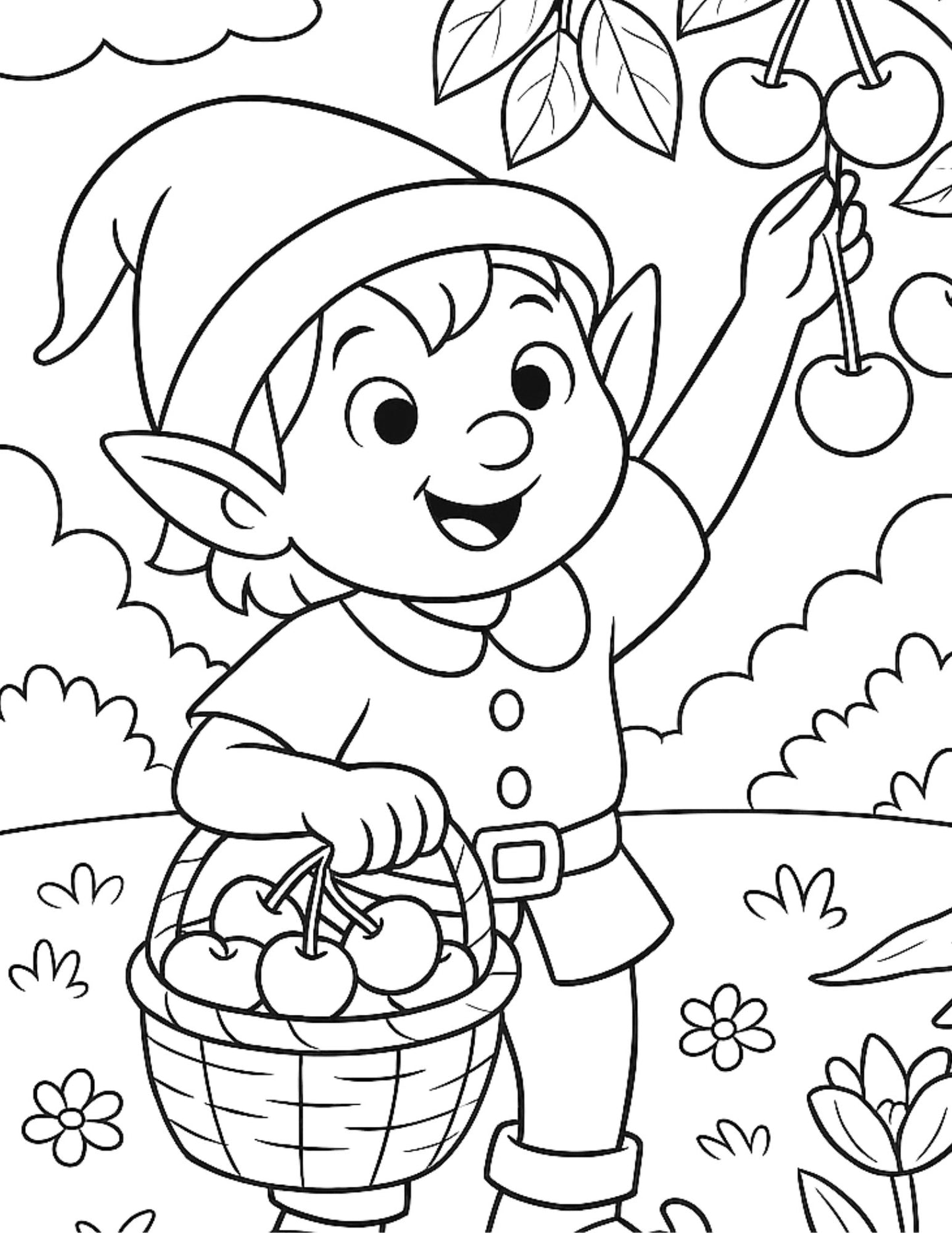 Seasonal Elf  —  Coloring Pages for Kids Ages 4-10