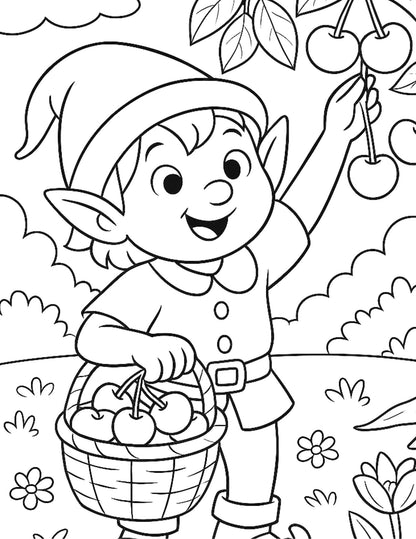 Seasonal Elf  —  Coloring Pages for Kids Ages 4-10
