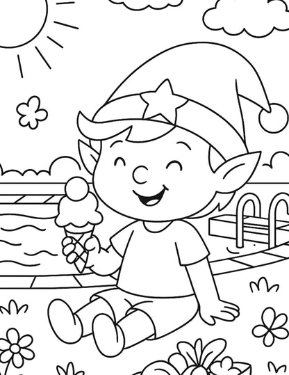 Seasonal Elf  —  Coloring Pages for Kids Ages 4-10