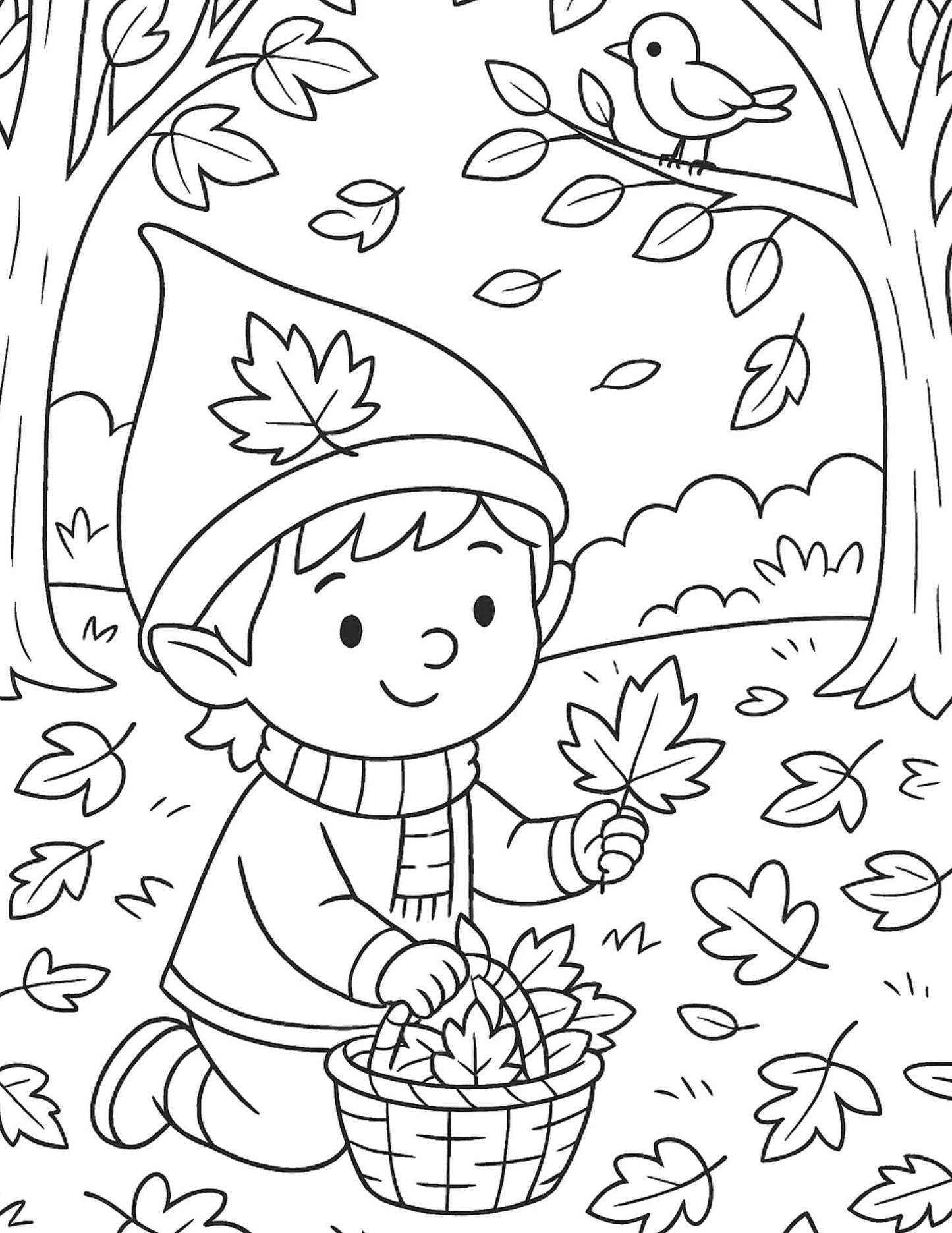 Seasonal Elf  —  Coloring Pages for Kids Ages 4-10