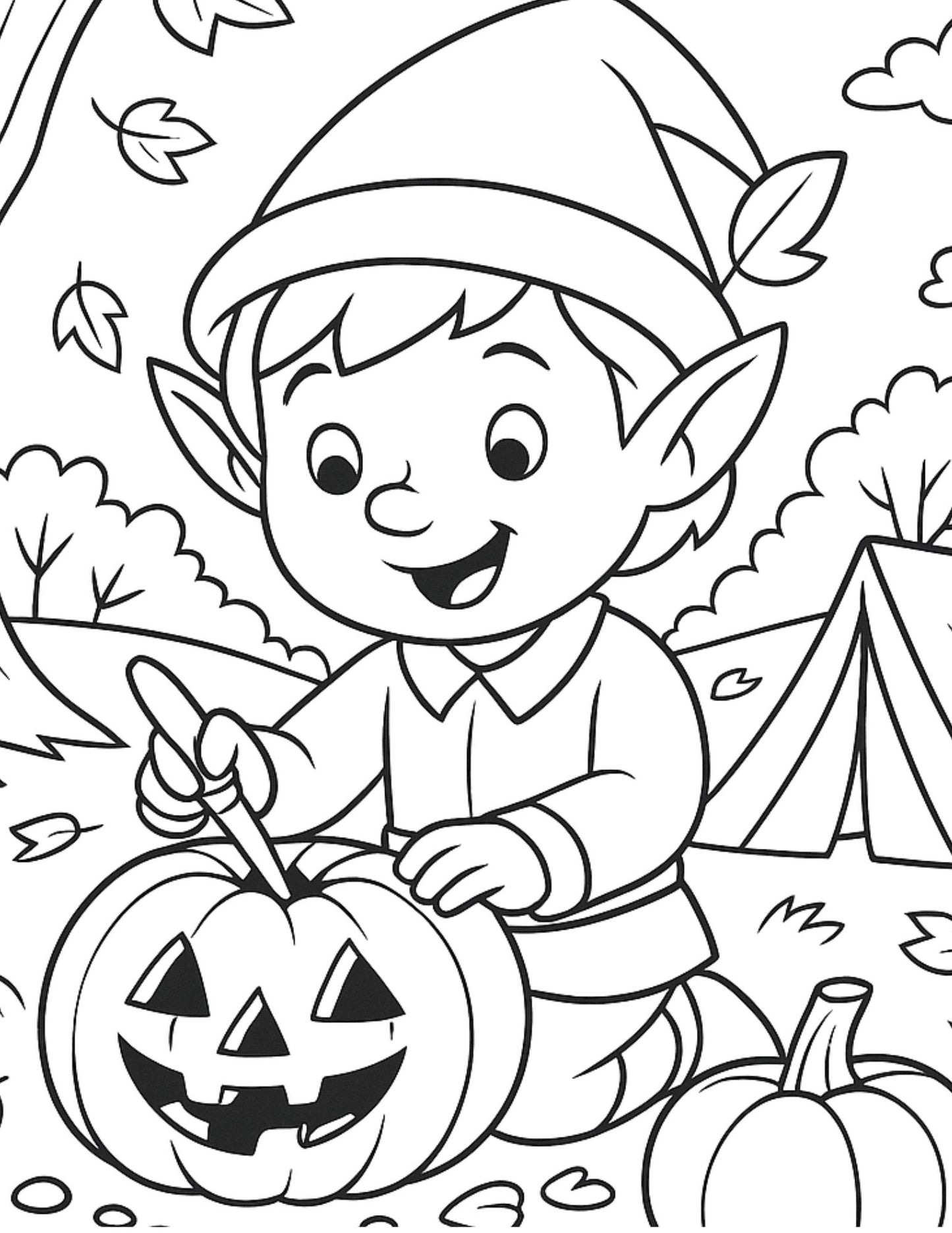 Seasonal Elf  —  Coloring Pages for Kids Ages 4-10