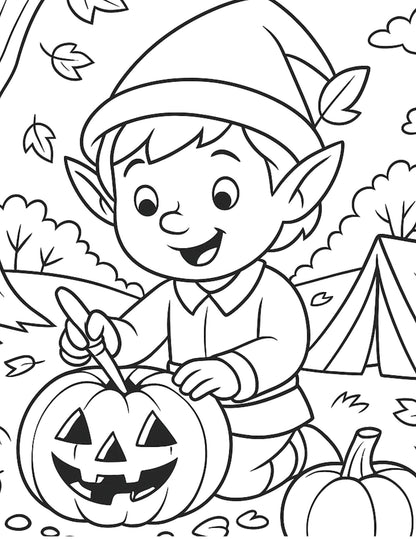 Seasonal Elf  —  Coloring Pages for Kids Ages 4-10
