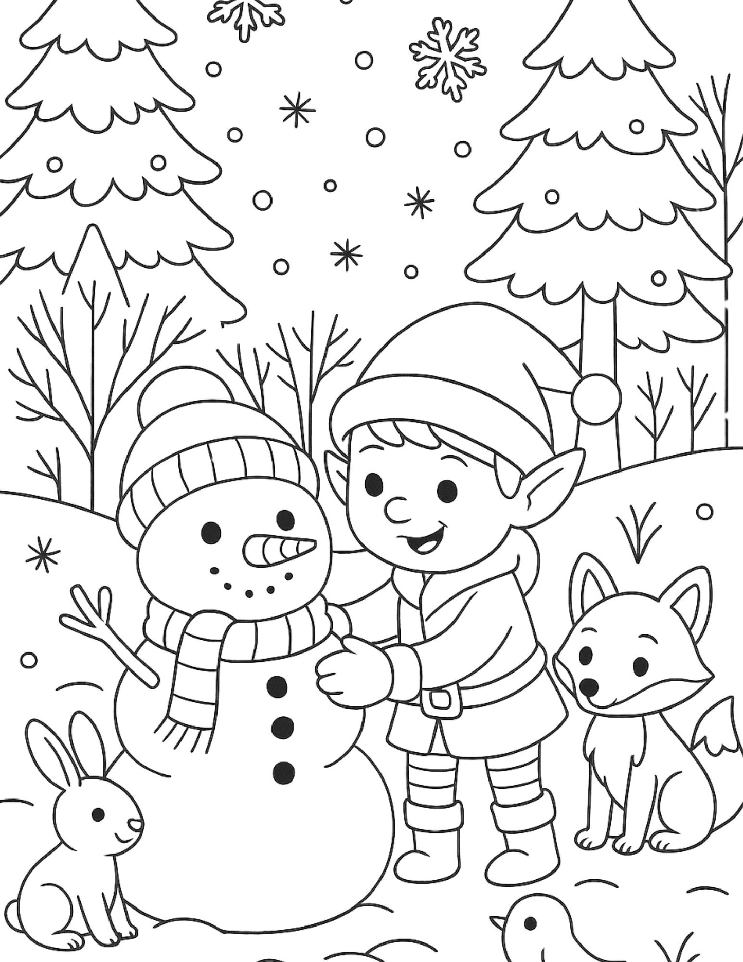 Seasonal Elf  —  Coloring Pages for Kids Ages 4-10