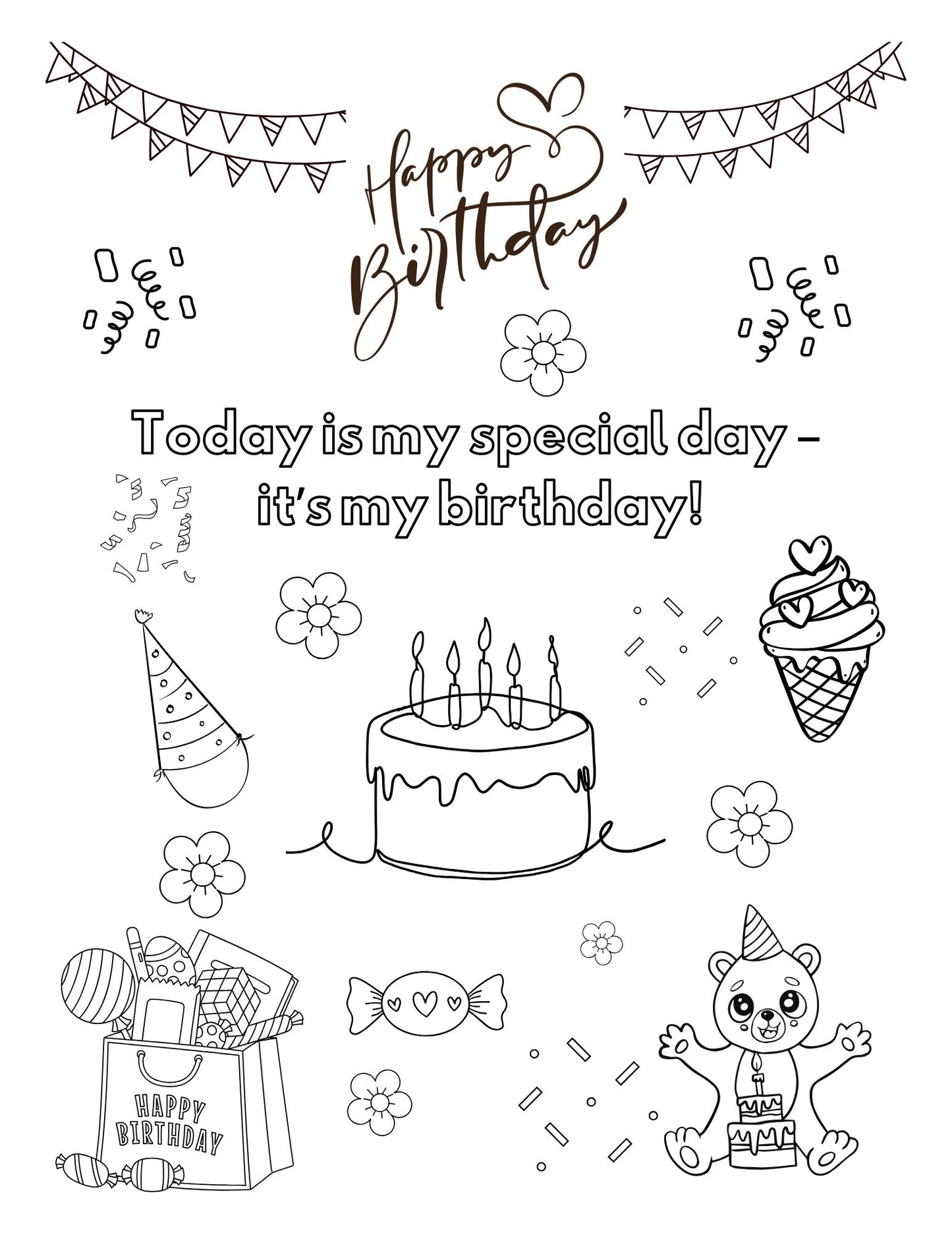 Today Is My Birthday - Printable Affirmation Coloring Pages 🎉