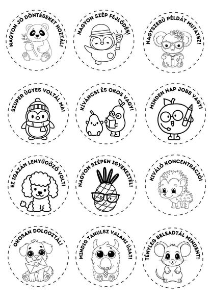 Hungarian Color-Your-Own Reward Tokens for Teachers — Free Printables