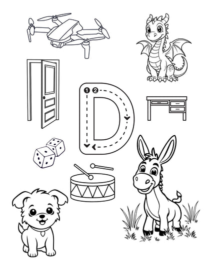 Alphabet Coloring Book - Printable A–Z Coloring Fun for Kids Ages 4-8