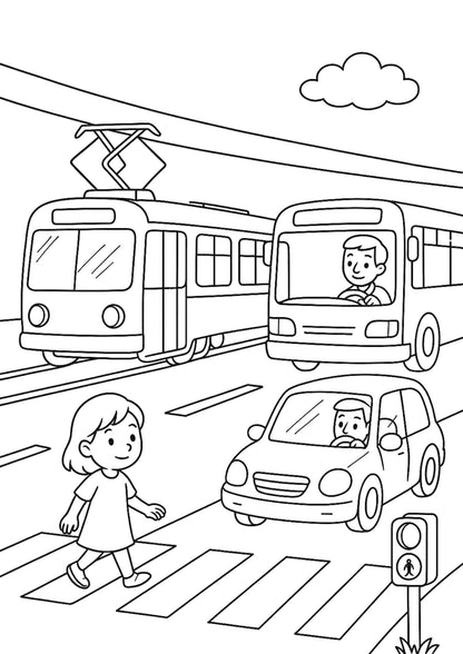 Road Safety Adventure - Coloring Pages