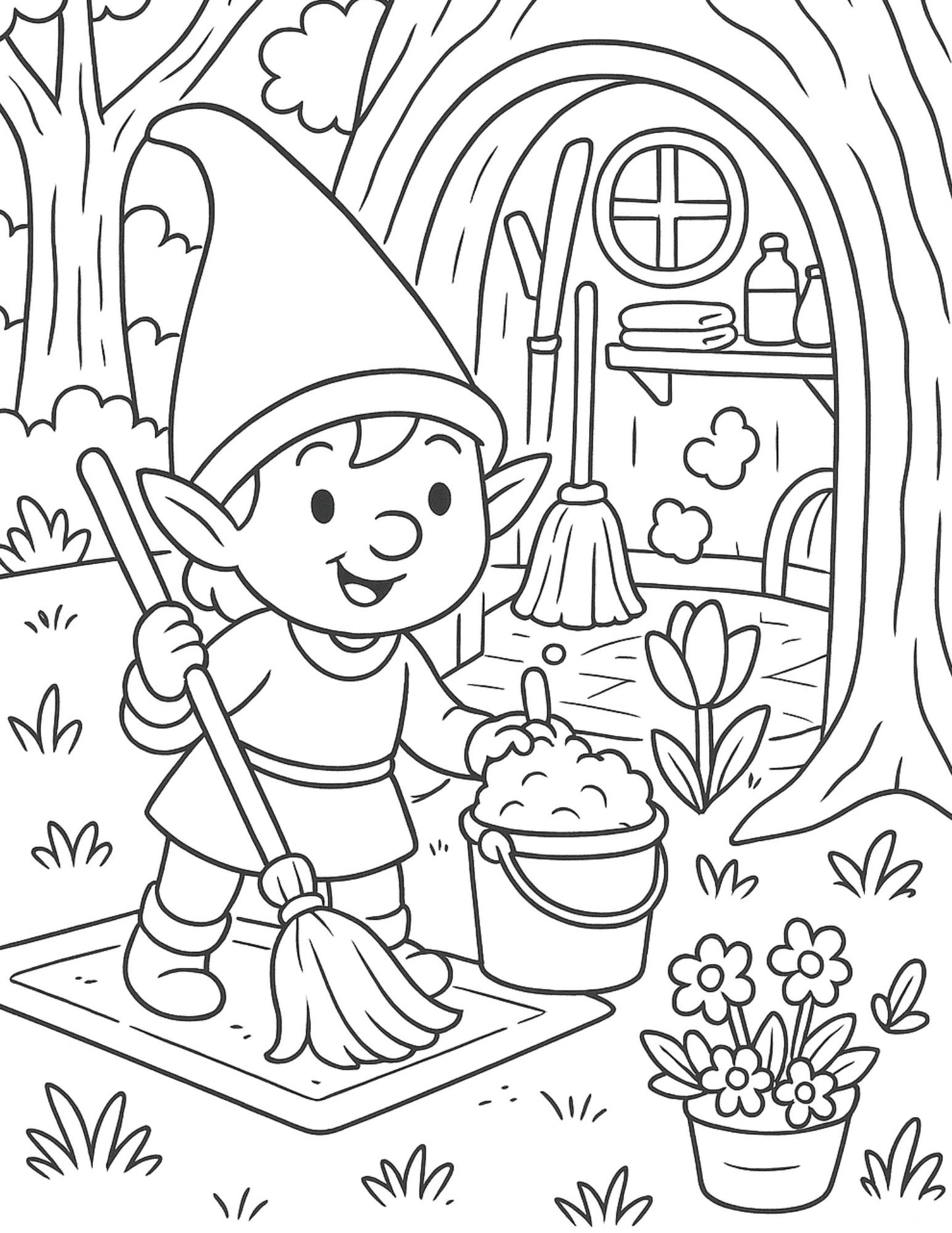 Seasonal Elf  —  Coloring Pages for Kids Ages 4-10
