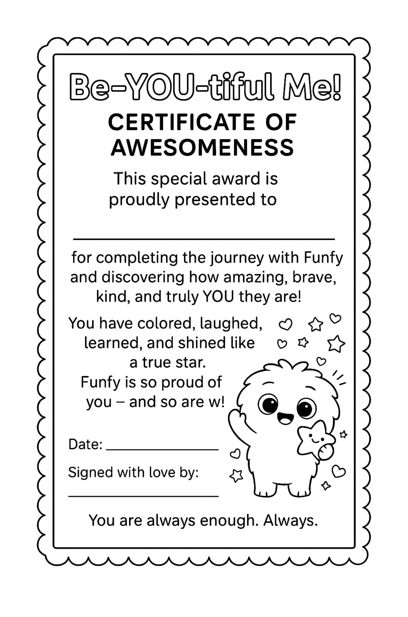 BE-YOU-tiful Me! Empowering Coloring Pages for Little Stars