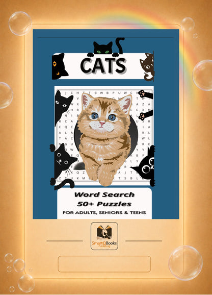CATS - Word Search Book / 55 Puzzles with Solutions /Download for Free!